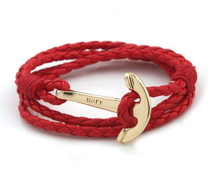 Leather Anchor Bracelet